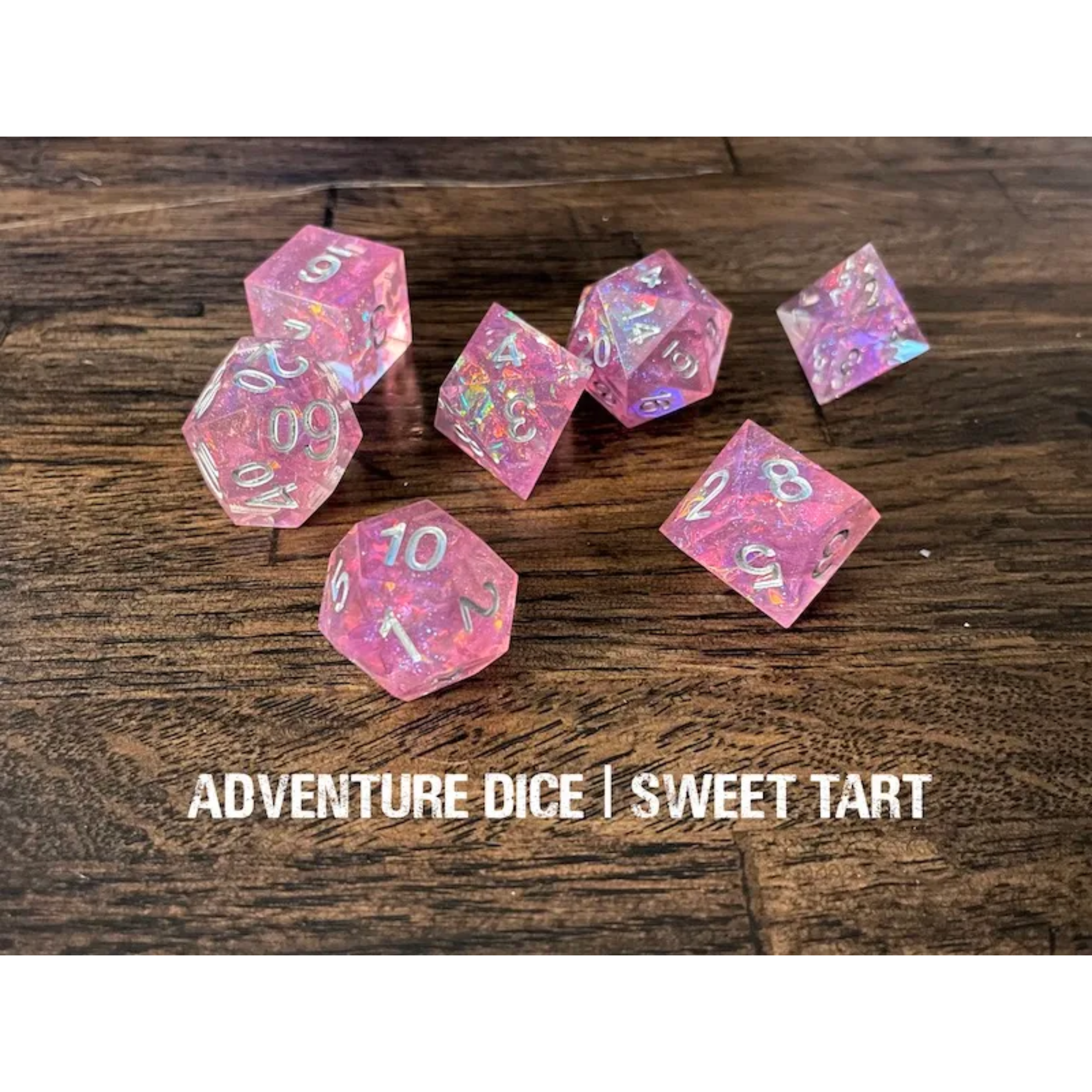 Sweet Tart Light Pink Sparkle Sharp Edge Resin Dice